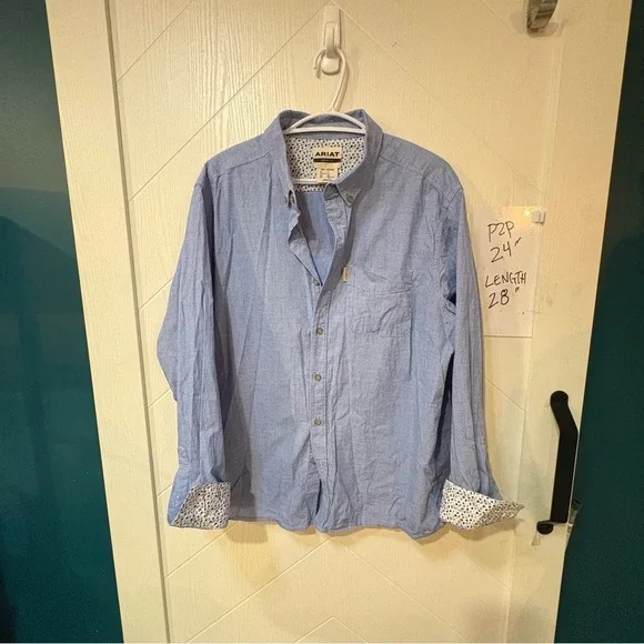 Ariat Modern Fit Blue Micro-Dot Button-Down Shirt – Men's XL - Picture 5 of 8